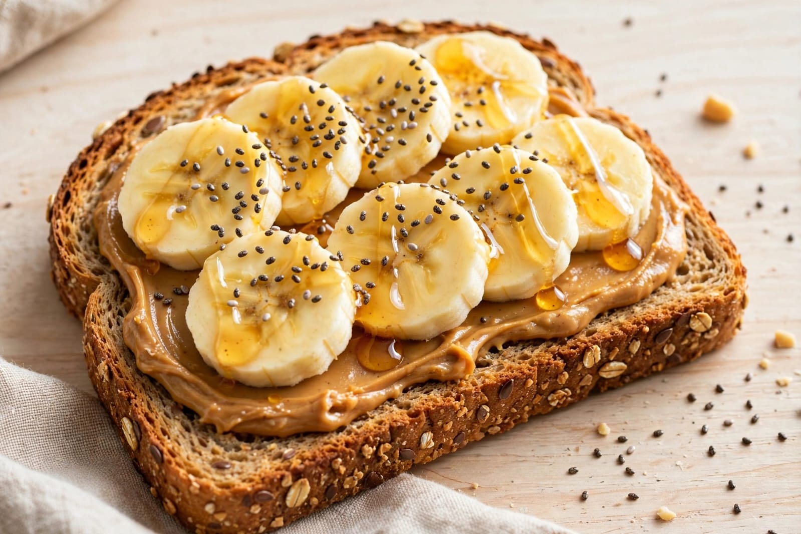 Tostada con Crema de Maní y Banano